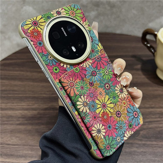 For Huawei Mate 70 Case Compatible with MagSafe Pattern Print PU + PC Phone Cover with Card Holder - Daisy