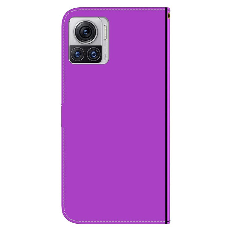 For Motorola Moto X30 Pro 5G / Edge 30 Ultra 5G Mirror-like Surface PU Leather Phone Stand Case Full Protection Wallet Cover with Strap - Purple