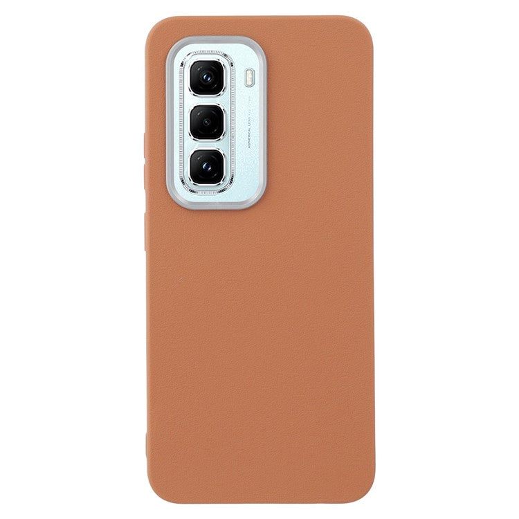For Infinix Hot 50 Pro 4G Case Leather Textured TPU Shockproof Phone Cover - Brown