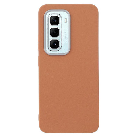 For Infinix Hot 50 Pro 4G Case Leather Textured TPU Shockproof Phone Cover - Brown