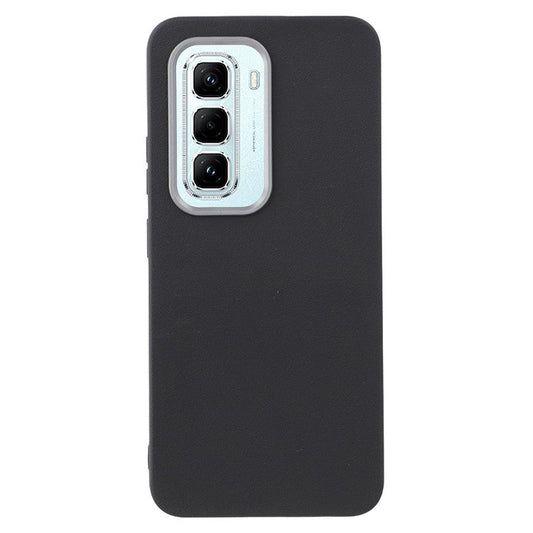 For Infinix Hot 50 Pro 4G Case Leather Textured TPU Shockproof Phone Cover - Black