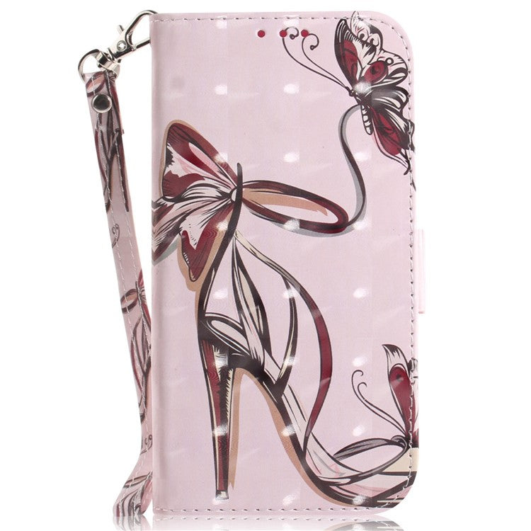 For Motorola Edge 30 Neo 5G / Edge 30 Lite 3D Pattern Printing Leather Flip Phone Case Wallet Stand Magnetic Shockproof Cover with Strap - Butterfly High Heels