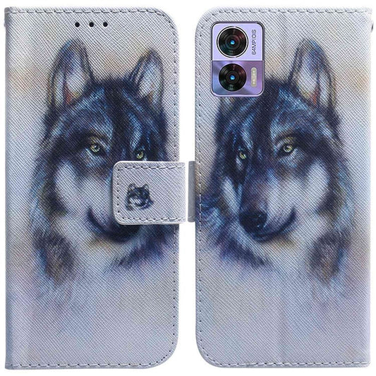 For Motorola Edge 30 Neo 5G Pattern Printing PU Leather Magnetic Clasp Stand Case Anti-drop Phone Wallet Cover - Wolf