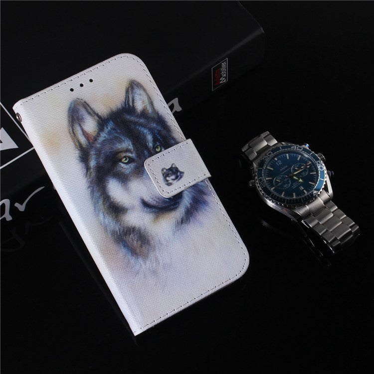 For Motorola Edge 30 Neo 5G Pattern Printing PU Leather Magnetic Clasp Stand Case Anti-drop Phone Wallet Cover - Wolf
