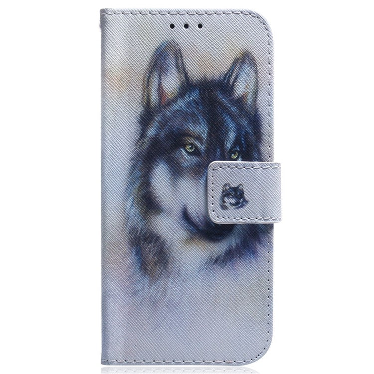 For Motorola Edge 30 Neo 5G Pattern Printing PU Leather Magnetic Clasp Stand Case Anti-drop Phone Wallet Cover - Wolf