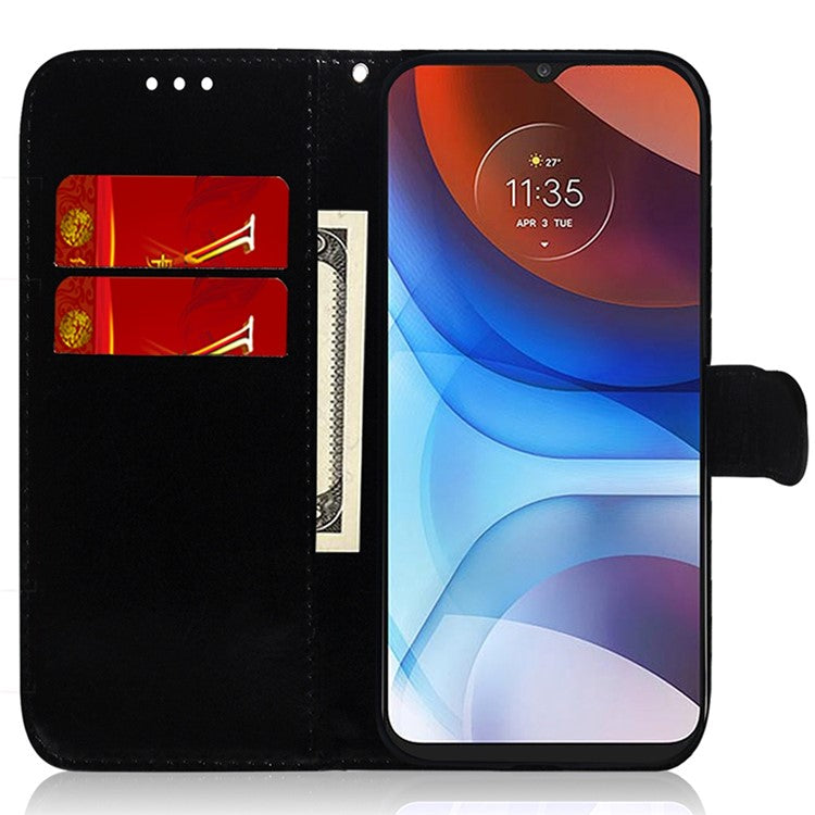 Mirror-like Surface PU Leather Case for Motorola Edge 30 Neo 5G, Magnetic Clasp Phone  Stand Wallet Shell Drop-proof Cover with Strap - Black