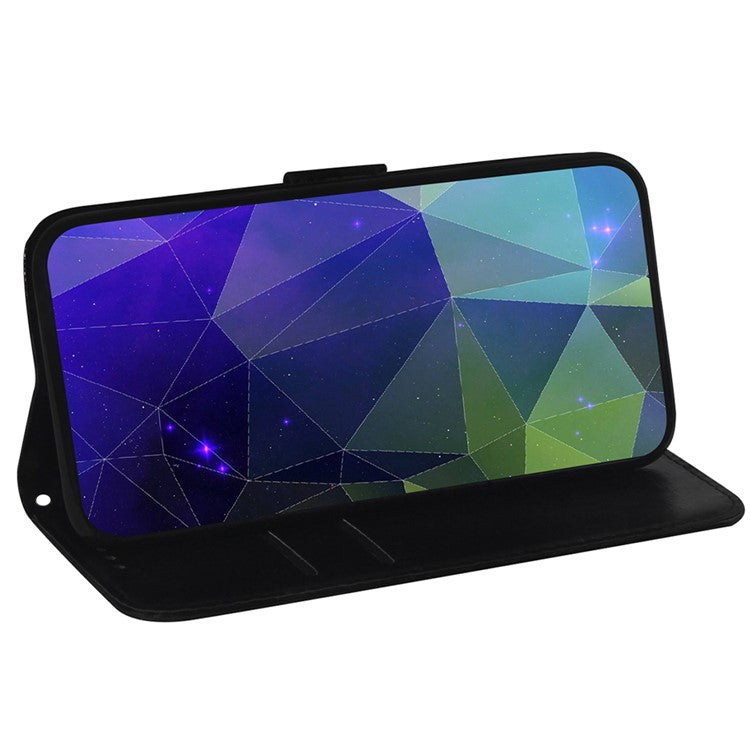 Mirror-like Surface Stand Wallet Case for Asus Zenfone 9 5G, PU Leather Magnetic Clasp Phone Drop-proof Cover with Strap - Purple