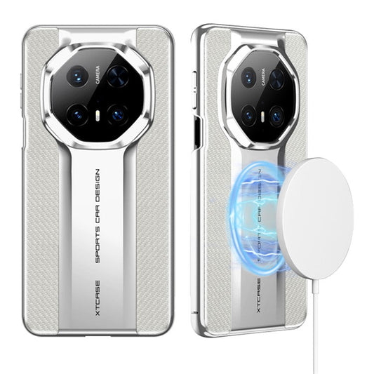 GKK Magnetic Phone Case For Huawei Mate 70 RS Ultimate / Mate 70 Pro / Mate 70 Pro+ PU Leather + PC Back Cover - Silver