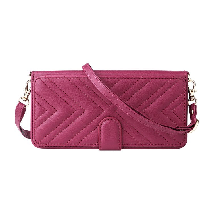 For Oppo Reno13 5G (Global) Wallet Case with Shoulder / Wrist Strap Leather Phone Cover Stand - Rose