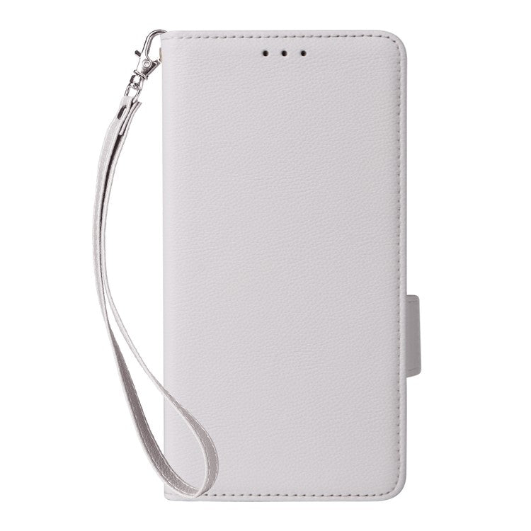 For Oppo Reno13 5G (Global) Case with Wrist Strap Litchi Texture PU Leather Wallet Phone Cover - White