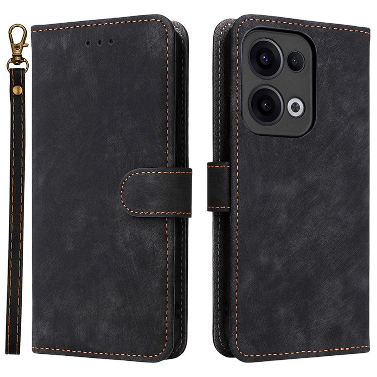 For Oppo Reno13 5G (Global) Wallet Case RFID Blocking PU Leather Cover Stand View - Black