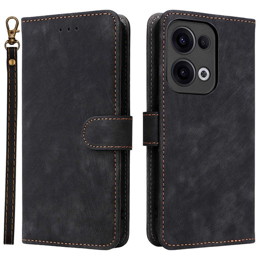 For Oppo Reno13 5G (Global) Wallet Case RFID Blocking PU Leather Cover Stand View - Black