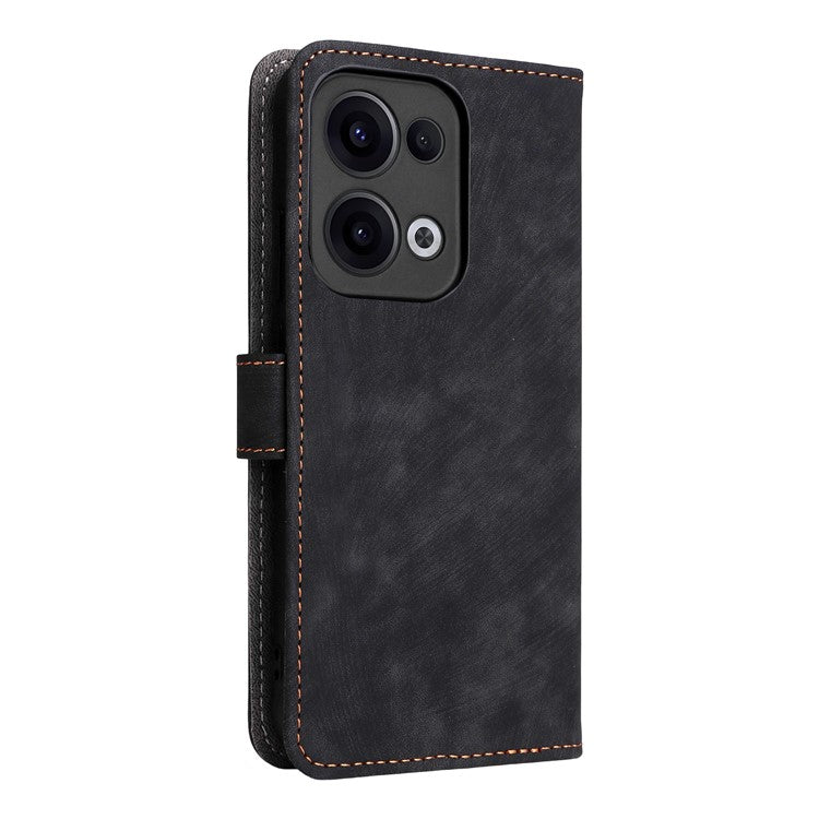 For Oppo Reno13 5G (Global) Wallet Case RFID Blocking PU Leather Cover Stand View - Black