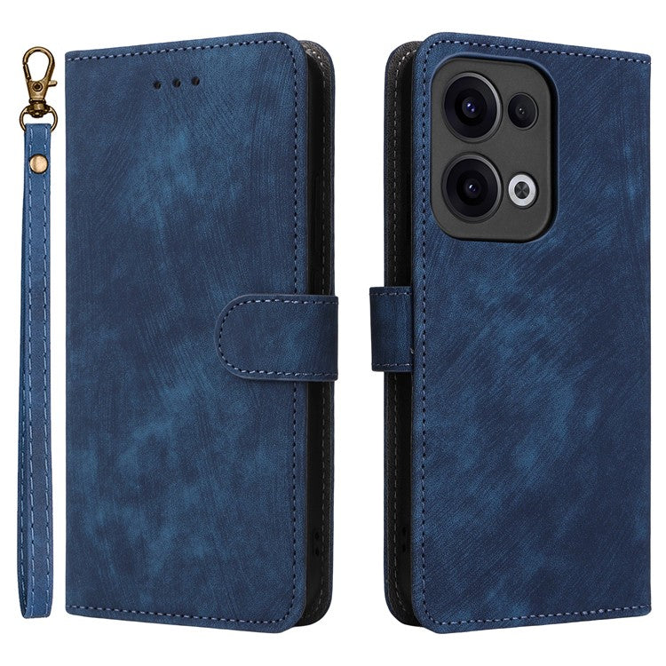For Oppo Reno13 5G (Global) Wallet Case RFID Blocking PU Leather Cover Stand View - Blue