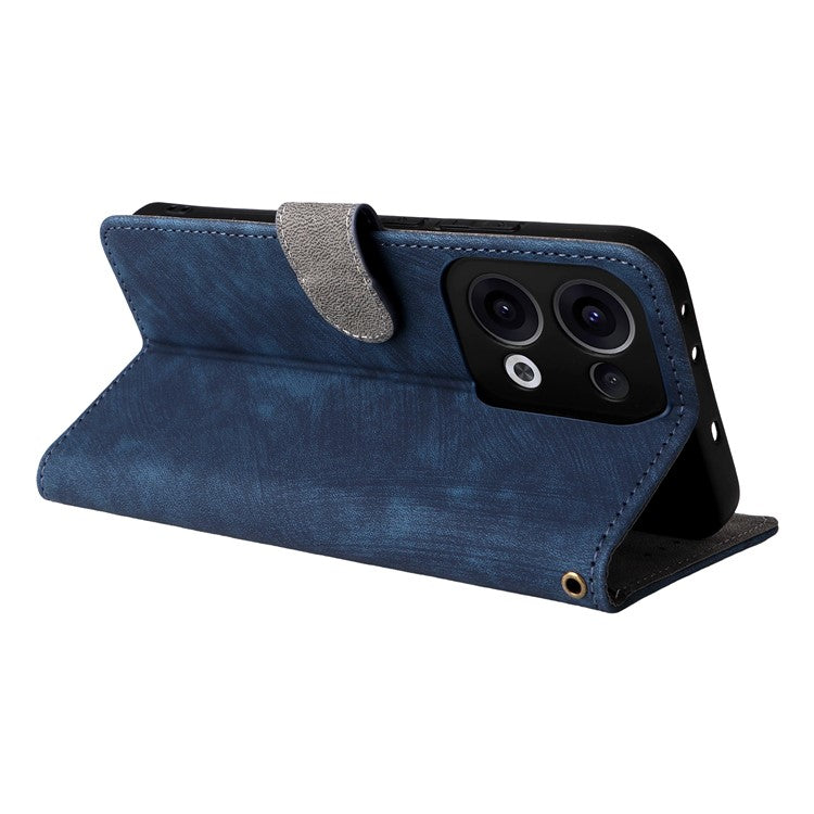 For Oppo Reno13 5G (Global) Wallet Case RFID Blocking PU Leather Cover Stand View - Blue