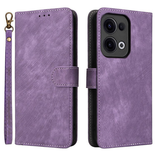 For Oppo Reno13 5G (Global) Wallet Case RFID Blocking PU Leather Cover Stand View - Purple