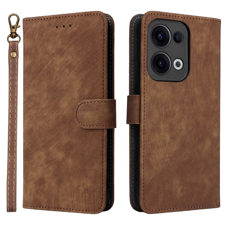 For Oppo Reno13 5G (Global) Wallet Case RFID Blocking PU Leather Cover Stand View - Brown