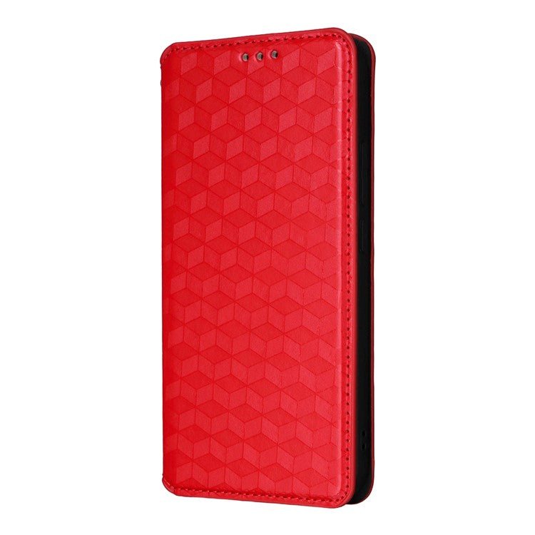 For Oppo Reno13 5G (Global) Wallet Case Rhombus Imprinted Leather Phone Cover - Red