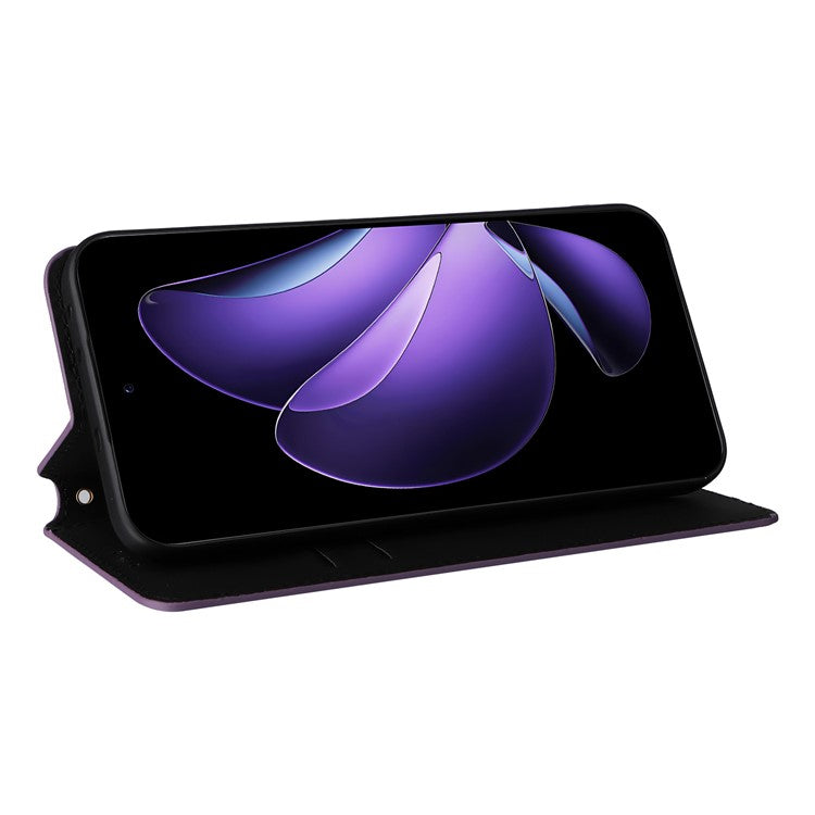 For Oppo Reno13 5G (Global) Wallet Case Rhombus Imprinted Leather Phone Cover - Purple