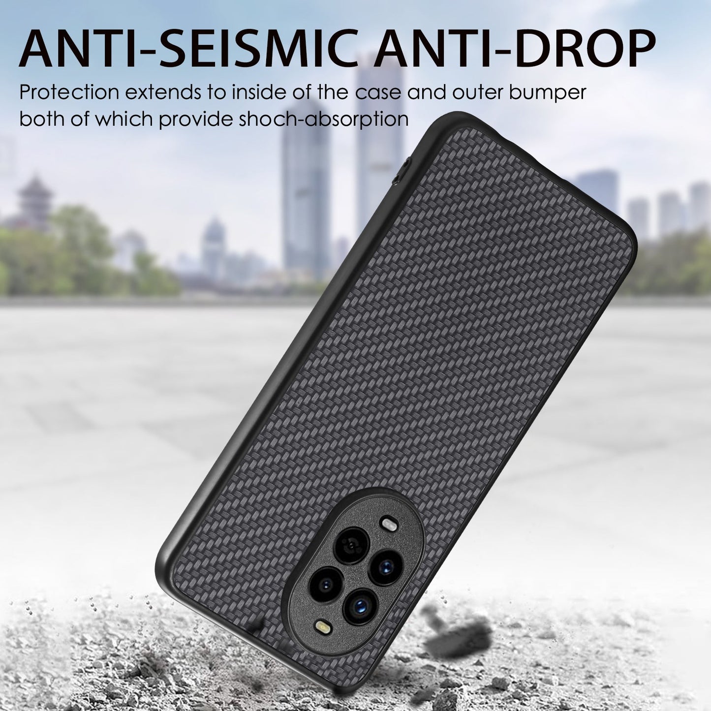 For Huawei nova 13 Pro 5G Case Carbon Fiber Texture PU+PC+TPU Phone Back Cover - Black