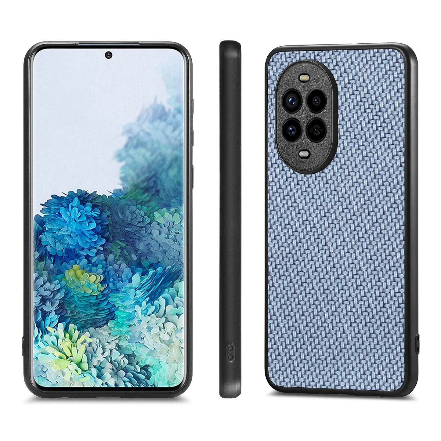 For Huawei nova 13 Pro 5G Case Carbon Fiber Texture PU+PC+TPU Phone Back Cover - Blue