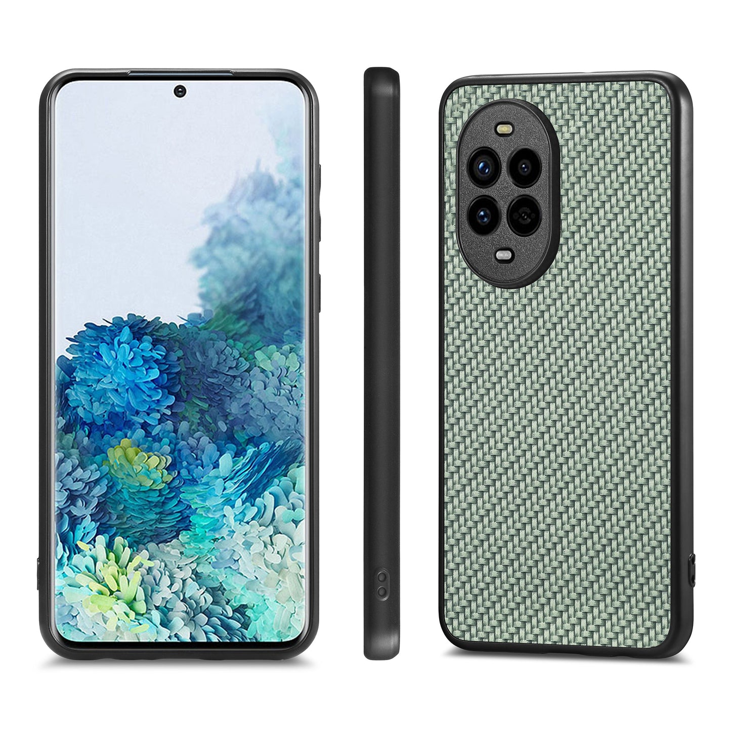 For Huawei nova 13 Pro 5G Case Carbon Fiber Texture PU+PC+TPU Phone Back Cover - Green