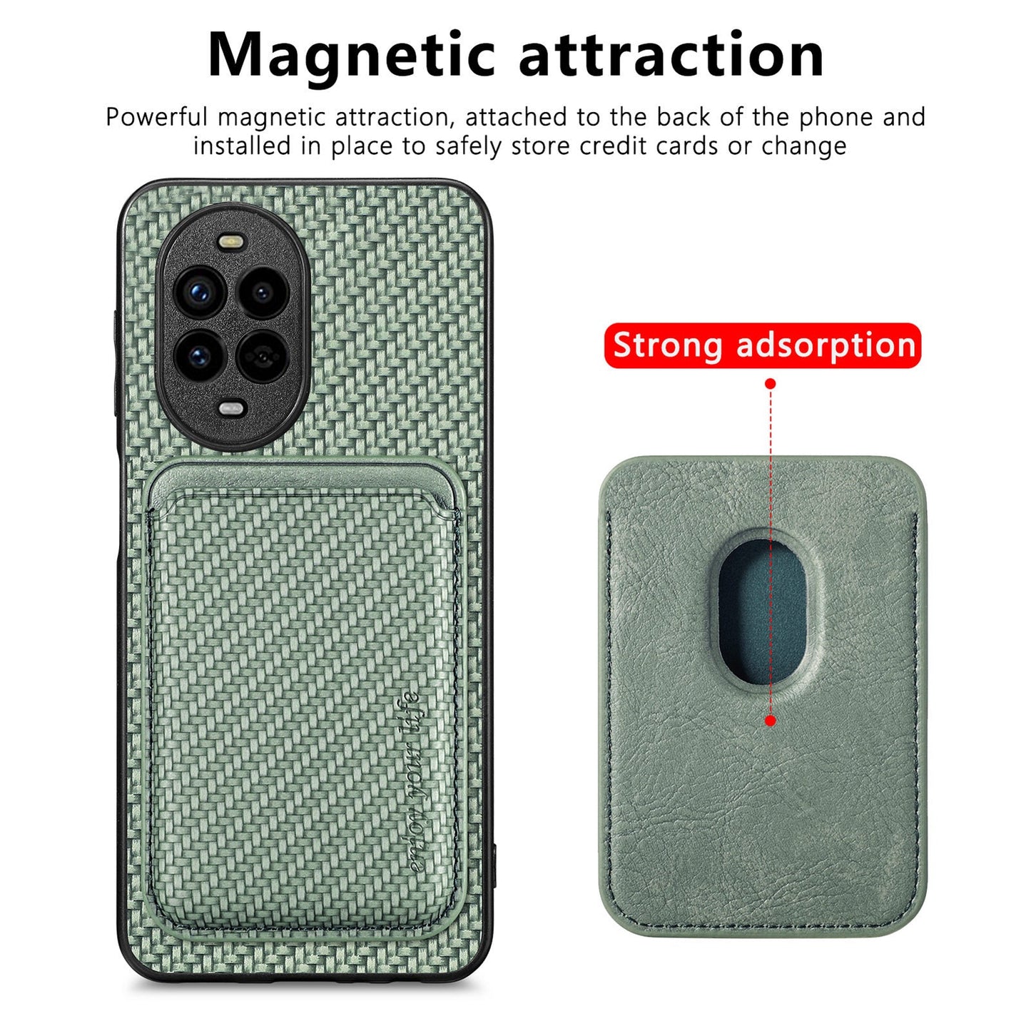 For Huawei nova 13 Pro 5G Case Magnetic Detachable Card Holder Phone Back Cover - Green