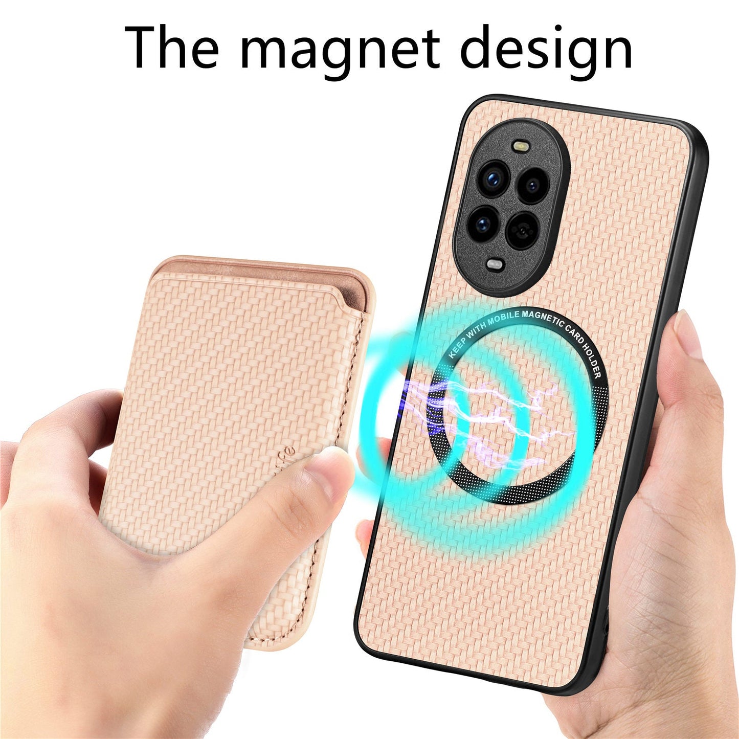 For Huawei nova 13 Pro 5G Case Magnetic Detachable Card Holder Phone Back Cover - Khaki