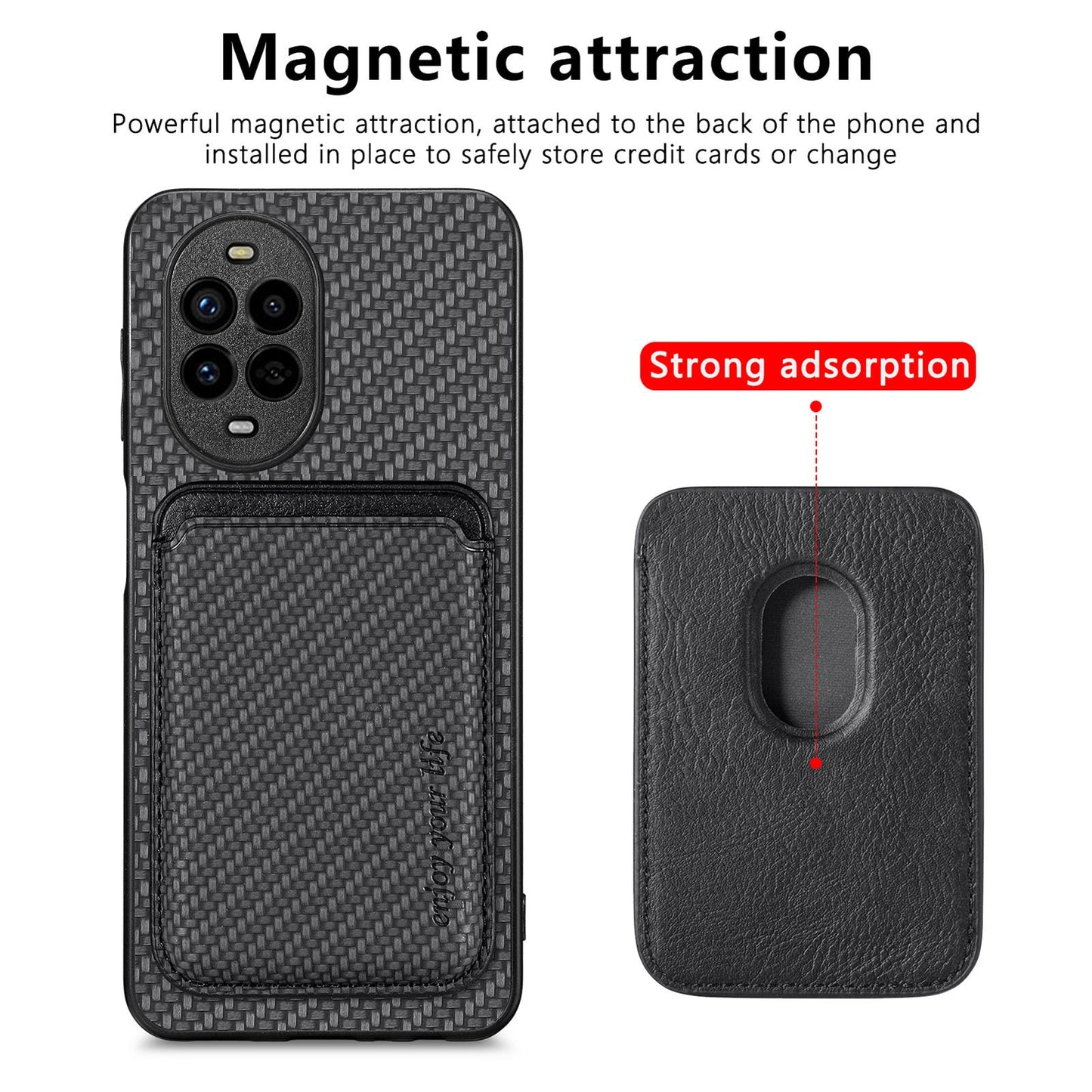 For Huawei nova 13 Pro 5G Case Magnetic Detachable Card Holder Phone Back Cover - Black