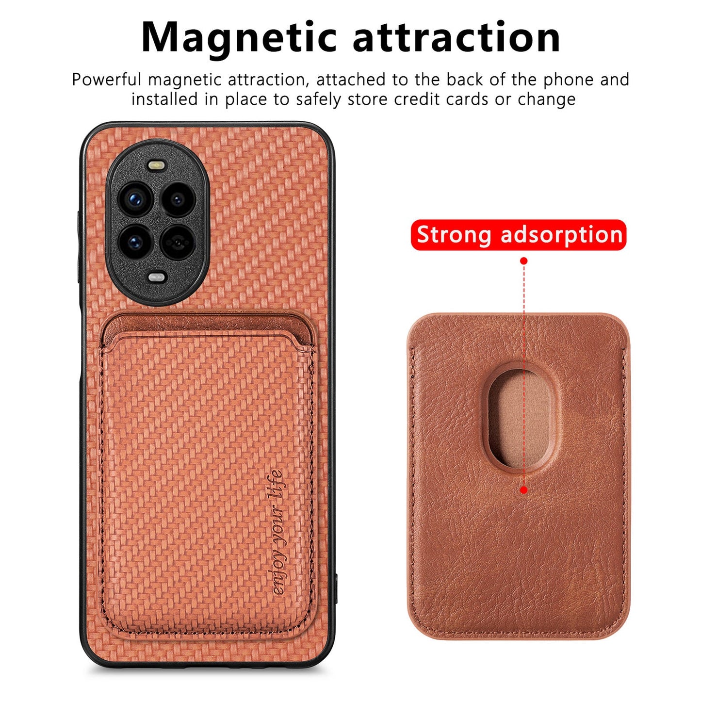 For Huawei nova 13 Pro 5G Case Magnetic Detachable Card Holder Phone Back Cover - Brown