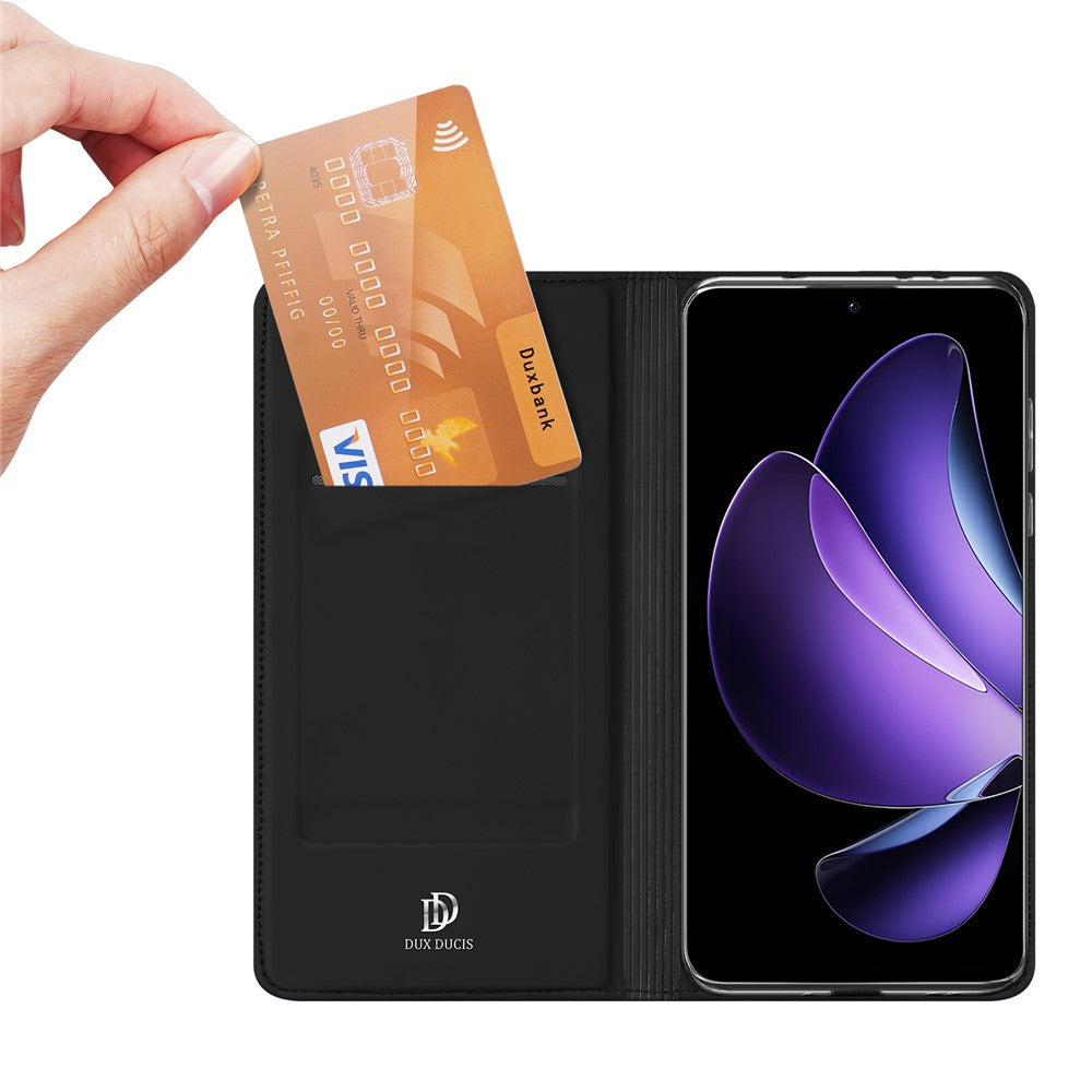 For Oppo Reno13 5G (Global) Case DUX DUCIS Skin Pro Series Leather Stand Cover Card Holder - Black