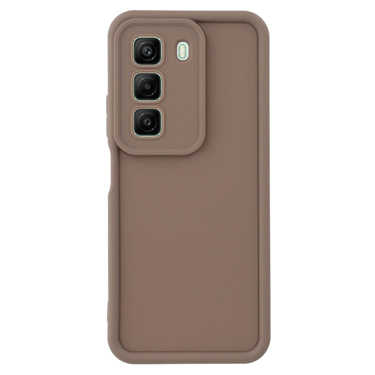 For Infinix Hot 50 4G Case Grooved Design TPU Anti Slip Phone Cover - Brown