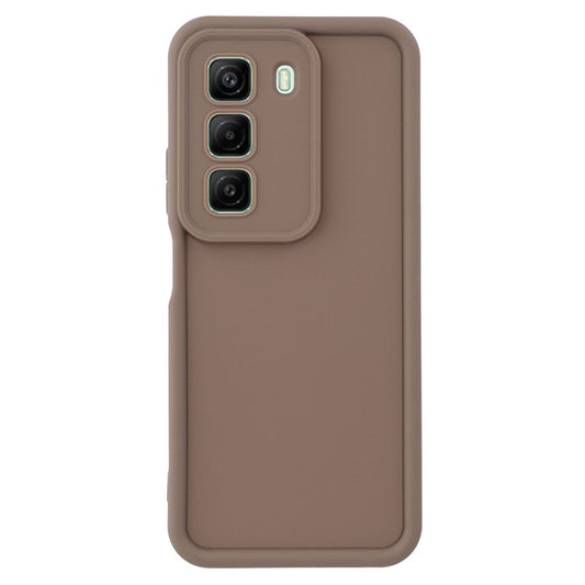 For Infinix Hot 50 4G Case Grooved Design TPU Anti Slip Phone Cover - Brown