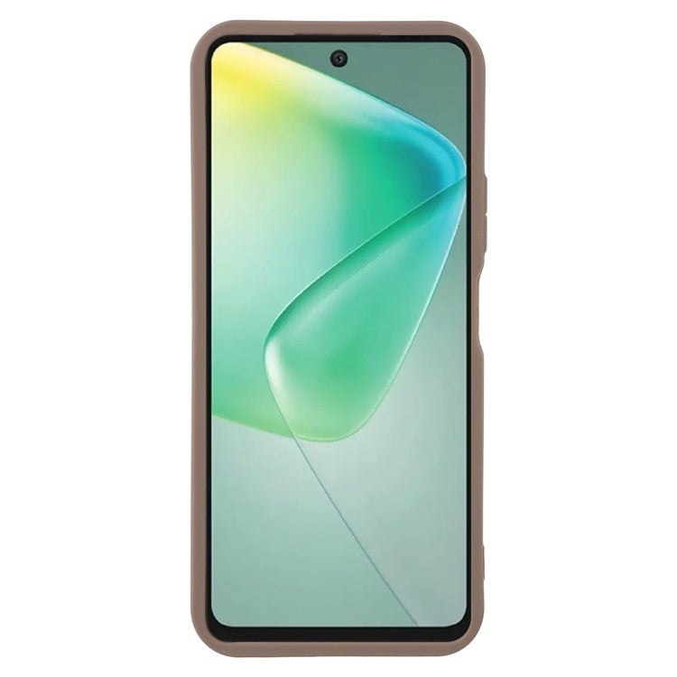 For Infinix Hot 50 4G Case Grooved Design TPU Anti Slip Phone Cover - Brown