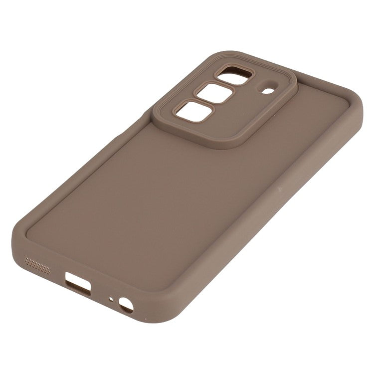 For Infinix Hot 50 4G Case Grooved Design TPU Anti Slip Phone Cover - Brown