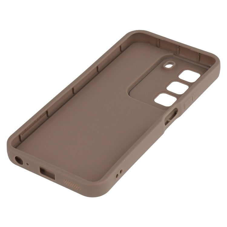 For Infinix Hot 50 4G Case Grooved Design TPU Anti Slip Phone Cover - Brown