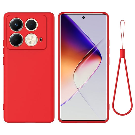 For Infinix Note 40S Case Liquid Silicone Phone Back Cover with Hand Strap - Red