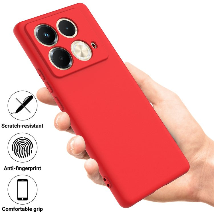 For Infinix Note 40S Case Liquid Silicone Phone Back Cover with Hand Strap - Red