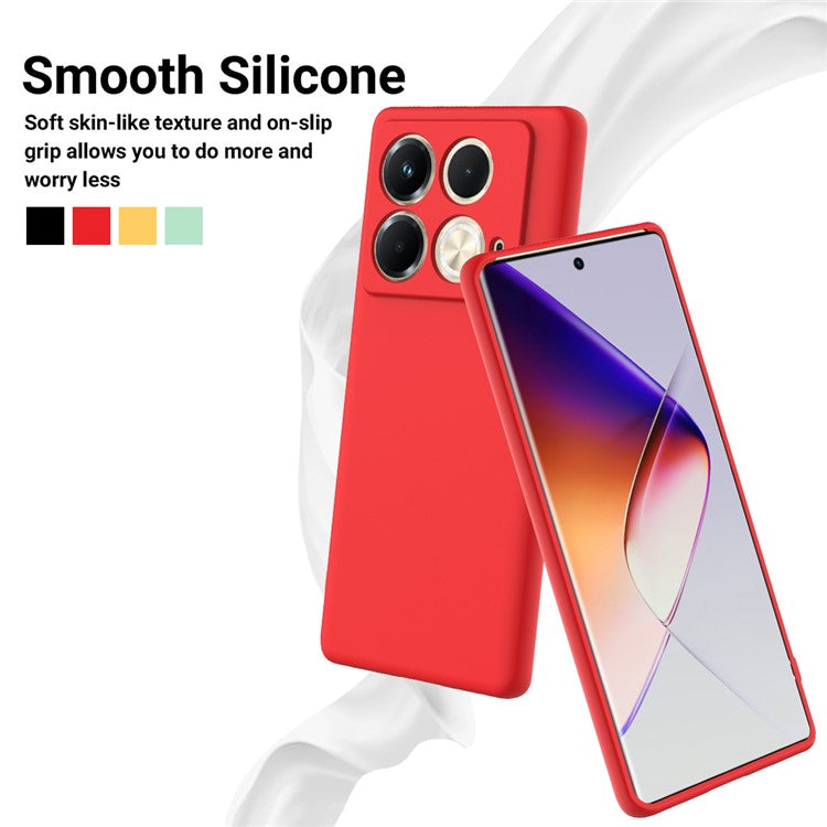 For Infinix Note 40S Case Liquid Silicone Phone Back Cover with Hand Strap - Red