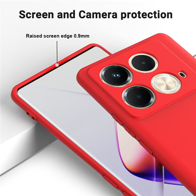 For Infinix Note 40S Case Liquid Silicone Phone Back Cover with Hand Strap - Red