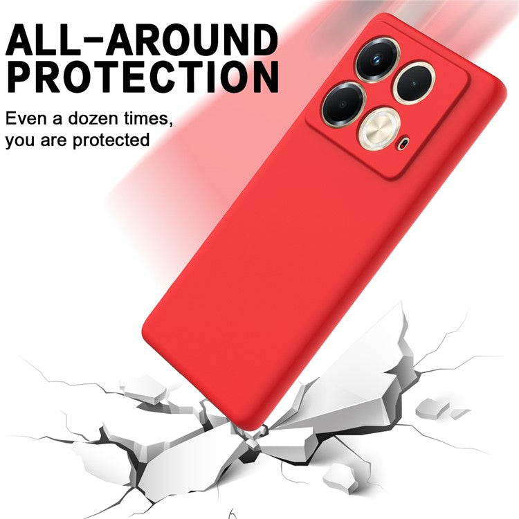 For Infinix Note 40S Case Liquid Silicone Phone Back Cover with Hand Strap - Red