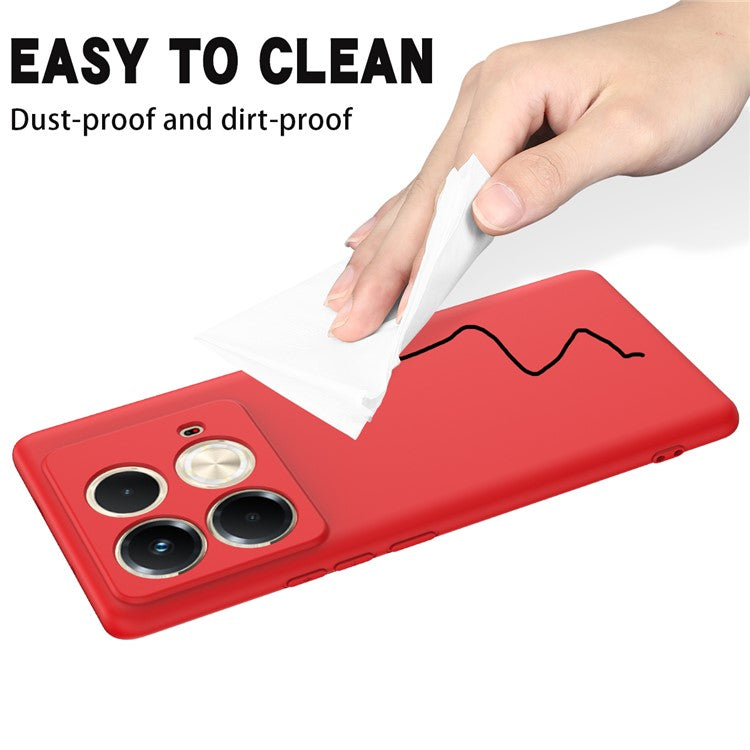 For Infinix Note 40S Case Liquid Silicone Phone Back Cover with Hand Strap - Red