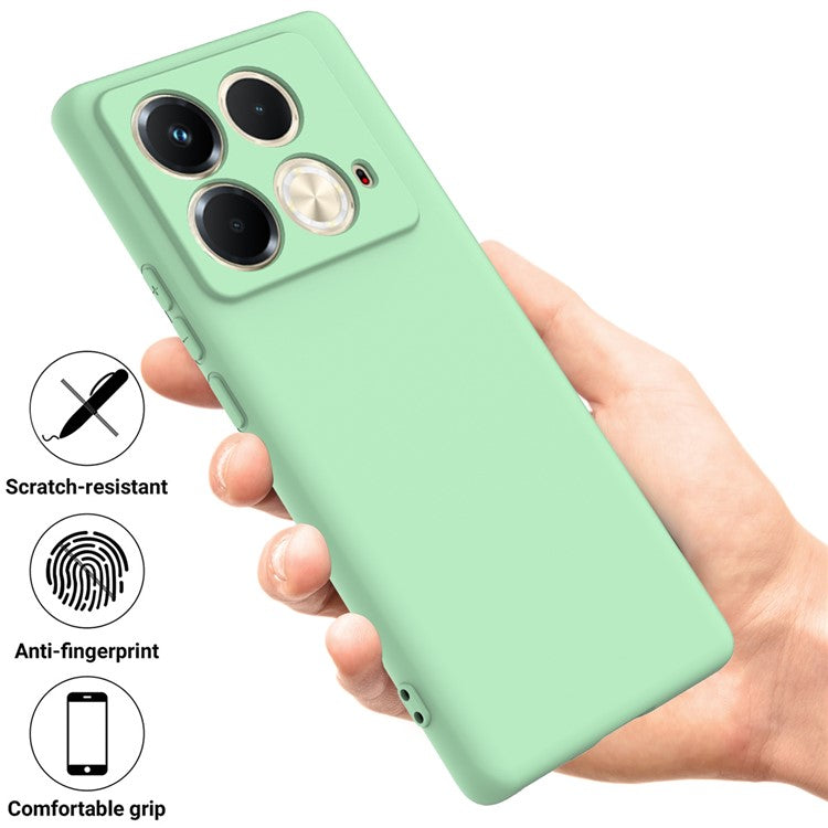 For Infinix Note 40S Case Liquid Silicone Phone Back Cover with Hand Strap - Green