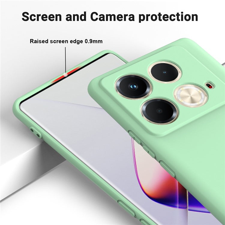 For Infinix Note 40S Case Liquid Silicone Phone Back Cover with Hand Strap - Green