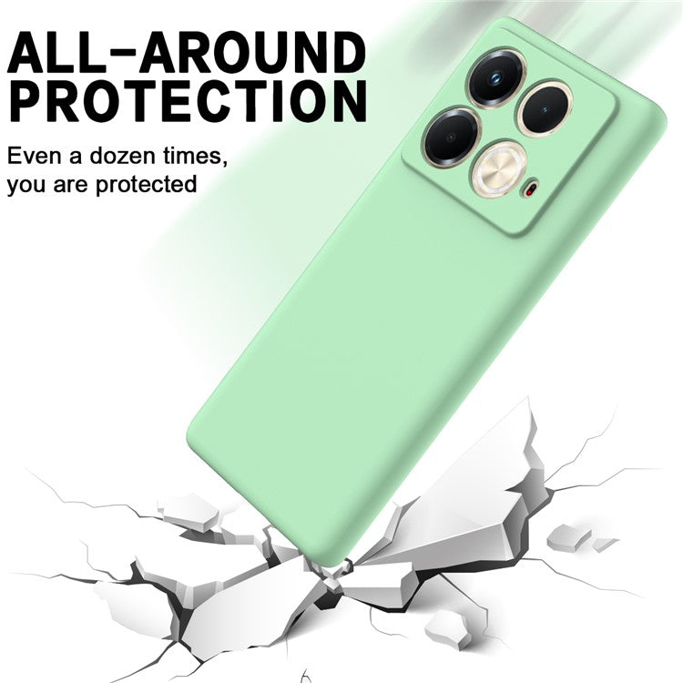 For Infinix Note 40S Case Liquid Silicone Phone Back Cover with Hand Strap - Green
