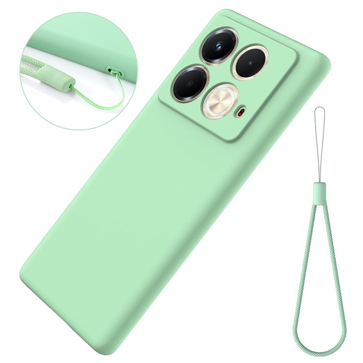 For Infinix Note 40S Case Liquid Silicone Phone Back Cover with Hand Strap - Green