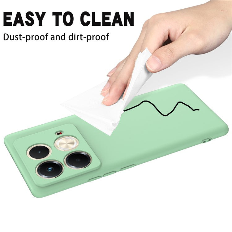 For Infinix Note 40S Case Liquid Silicone Phone Back Cover with Hand Strap - Green