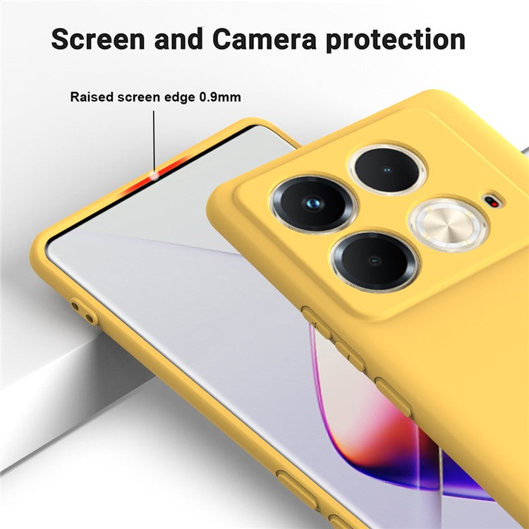 For Infinix Note 40S Case Liquid Silicone Phone Back Cover with Hand Strap - Yellow