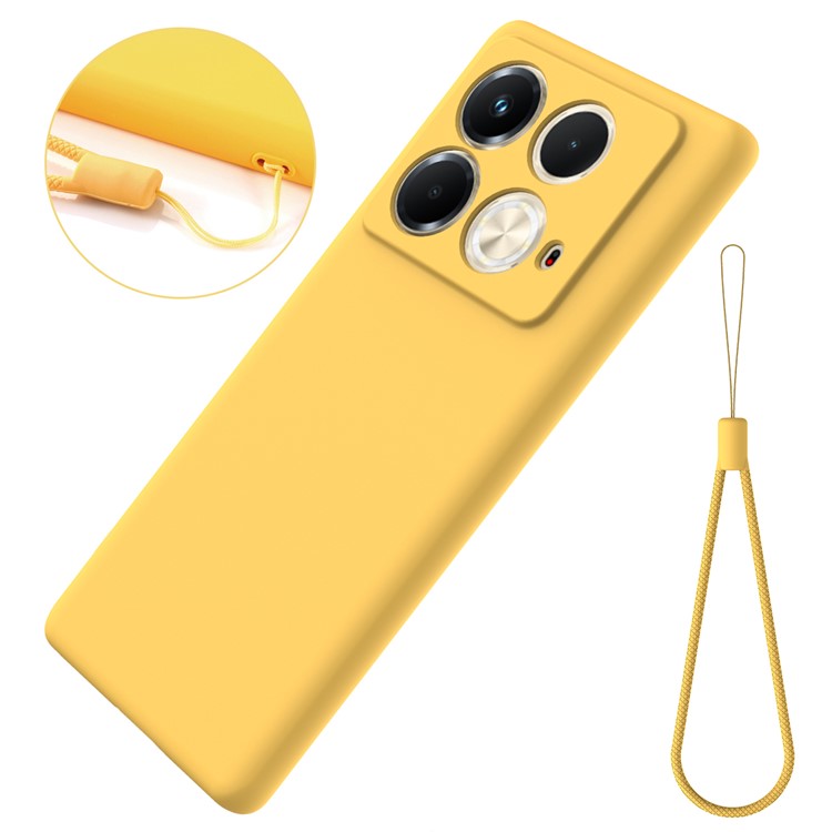 For Infinix Note 40S Case Liquid Silicone Phone Back Cover with Hand Strap - Yellow