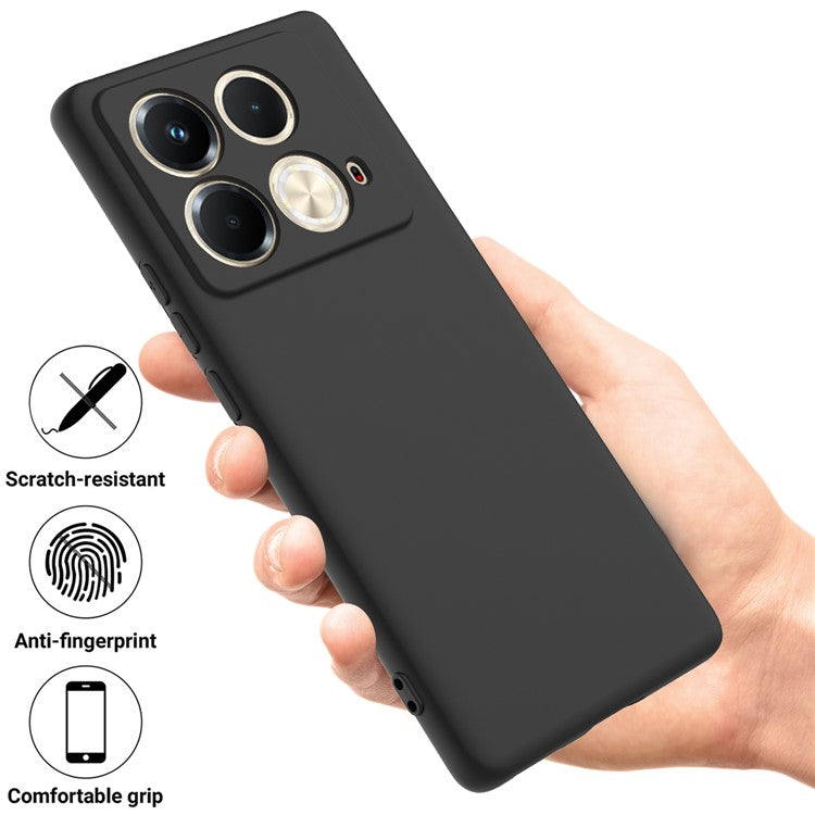 For Infinix Note 40S Case Liquid Silicone Phone Back Cover with Hand Strap - Black